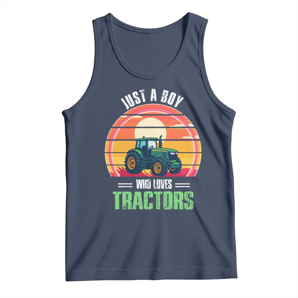 Funny Farmer Tank Top Just A Boy Who Loves Tractors - Wonder Print Shop