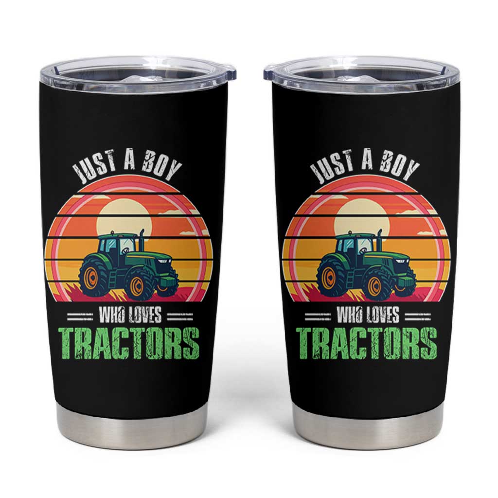 Funny Farmer Tumbler Cup Just A Boy Who Loves Tractors
