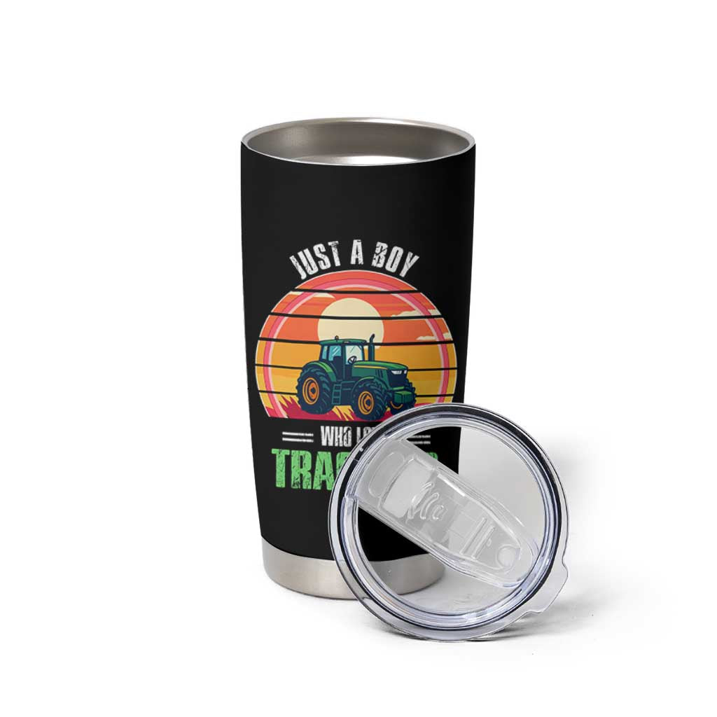 Funny Farmer Tumbler Cup Just A Boy Who Loves Tractors