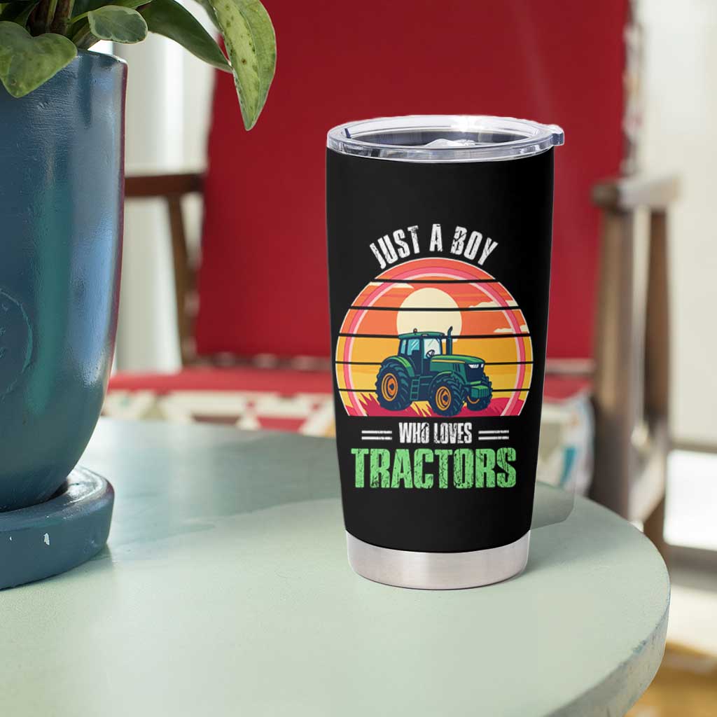 Funny Farmer Tumbler Cup Just A Boy Who Loves Tractors