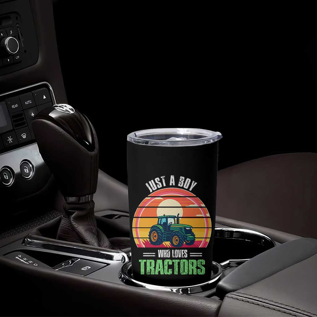 Funny Farmer Tumbler Cup Just A Boy Who Loves Tractors