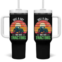 Funny Farmer Tumbler With Handle Just A Boy Who Loves Tractors