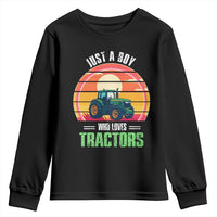 Funny Farmer Youth Sweatshirt Just A Boy Who Loves Tractors - Wonder Print Shop