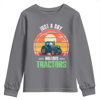 Funny Farmer Youth Sweatshirt Just A Boy Who Loves Tractors - Wonder Print Shop