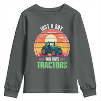 Funny Farmer Youth Sweatshirt Just A Boy Who Loves Tractors - Wonder Print Shop