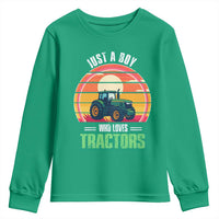 Funny Farmer Youth Sweatshirt Just A Boy Who Loves Tractors - Wonder Print Shop