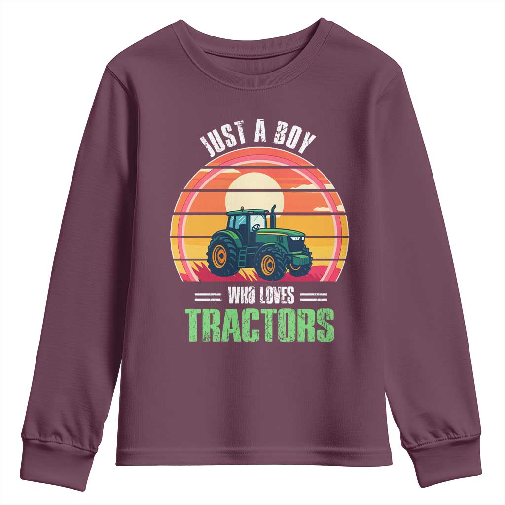 Funny Farmer Youth Sweatshirt Just A Boy Who Loves Tractors - Wonder Print Shop