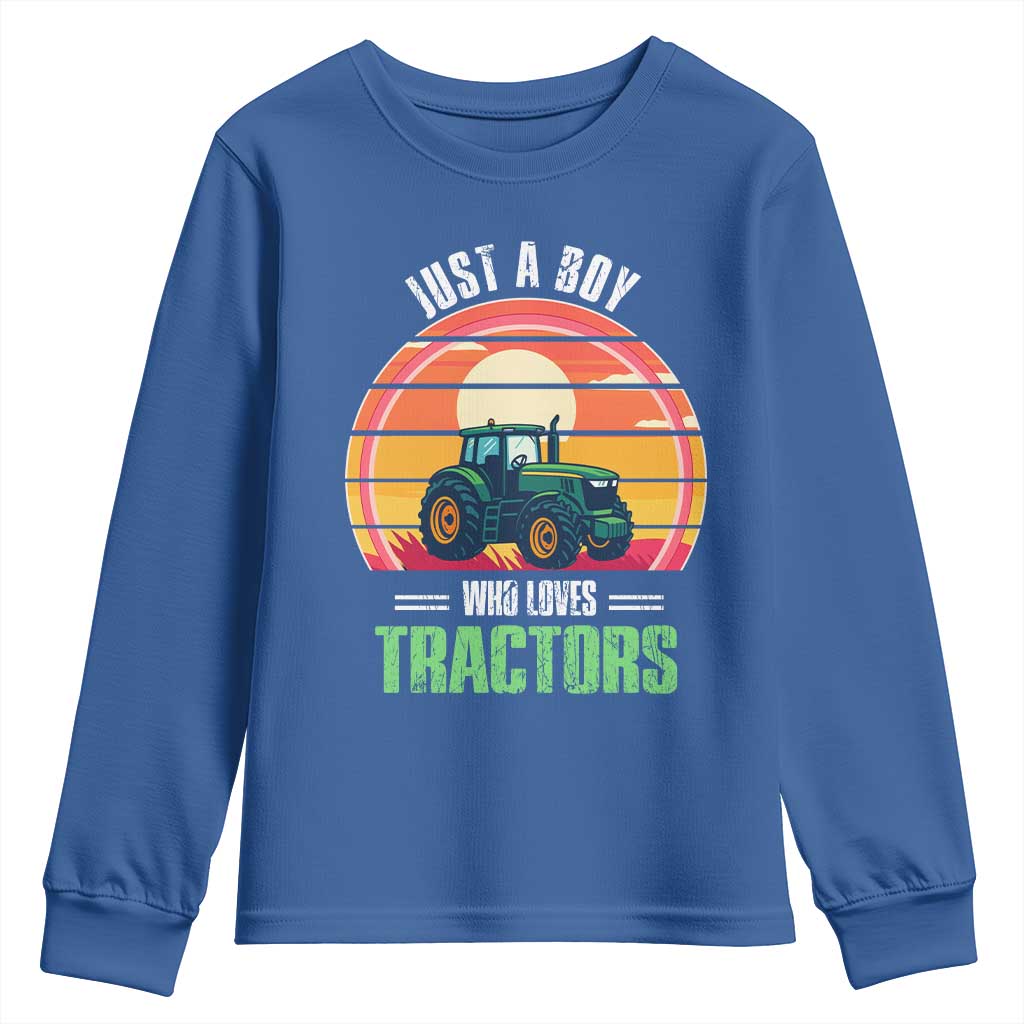 Funny Farmer Youth Sweatshirt Just A Boy Who Loves Tractors - Wonder Print Shop