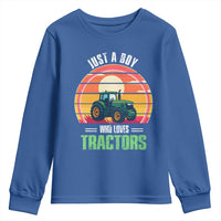 Funny Farmer Youth Sweatshirt Just A Boy Who Loves Tractors - Wonder Print Shop