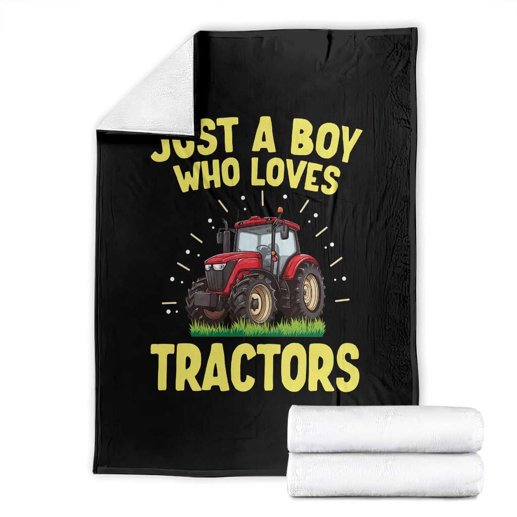 Funny Farming Tractor Throw Blanket Just A Boy Who Loves Tractors - Wonder Print Shop