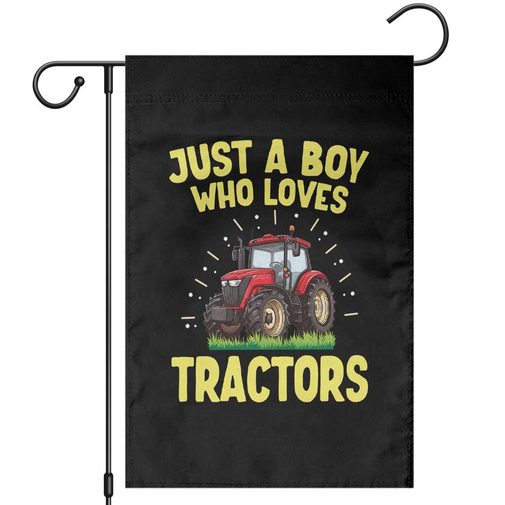 Funny Farming Tractor Garden Flag Just A Boy Who Loves Tractors - Wonder Print Shop