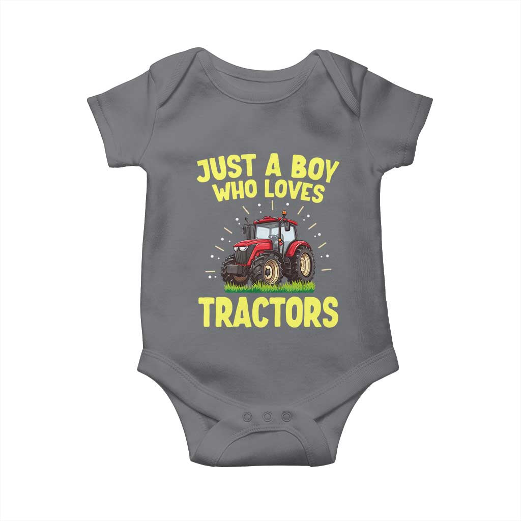 Funny Farming Tractor Baby Onesie Just A Boy Who Loves Tractors - Wonder Print Shop