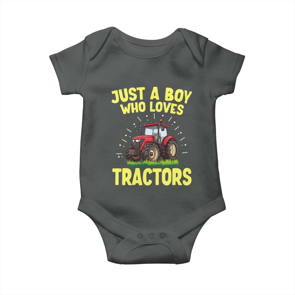 Funny Farming Tractor Baby Onesie Just A Boy Who Loves Tractors - Wonder Print Shop