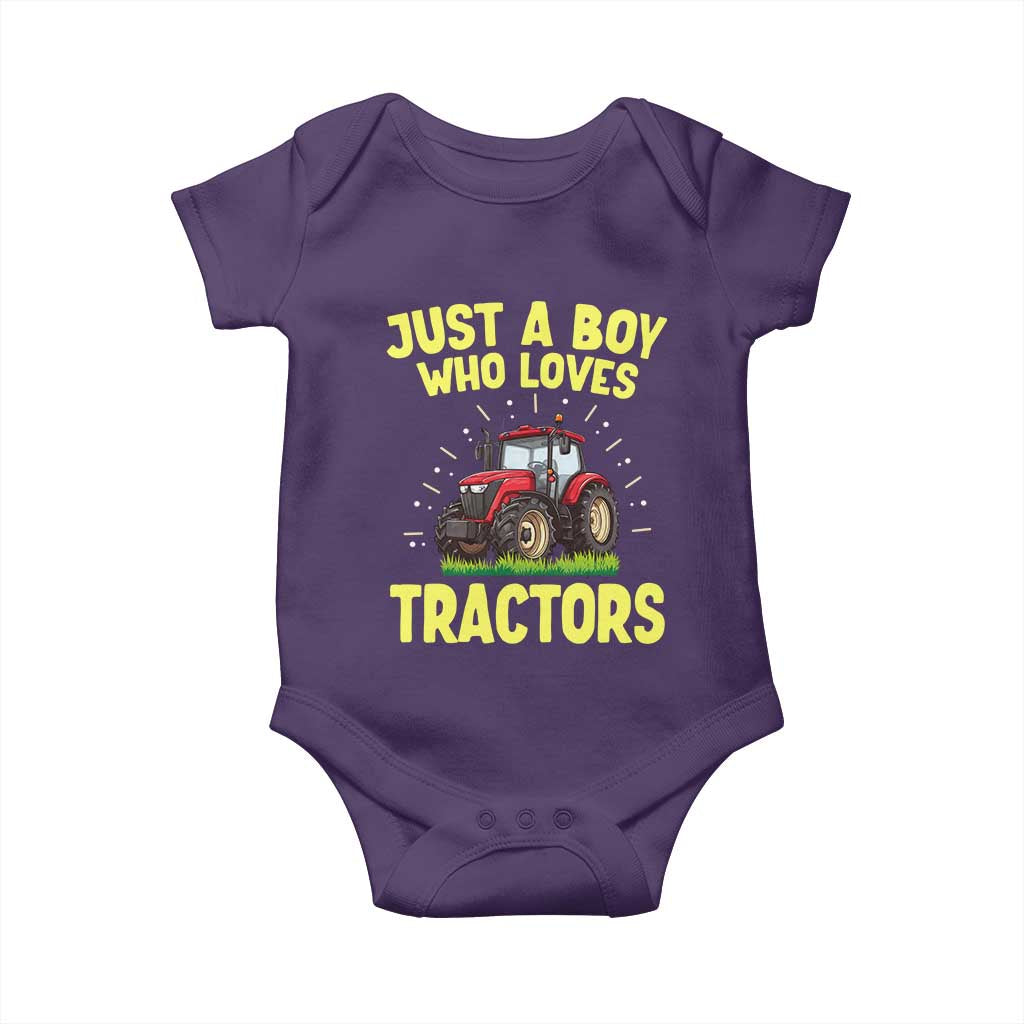 Funny Farming Tractor Baby Onesie Just A Boy Who Loves Tractors - Wonder Print Shop