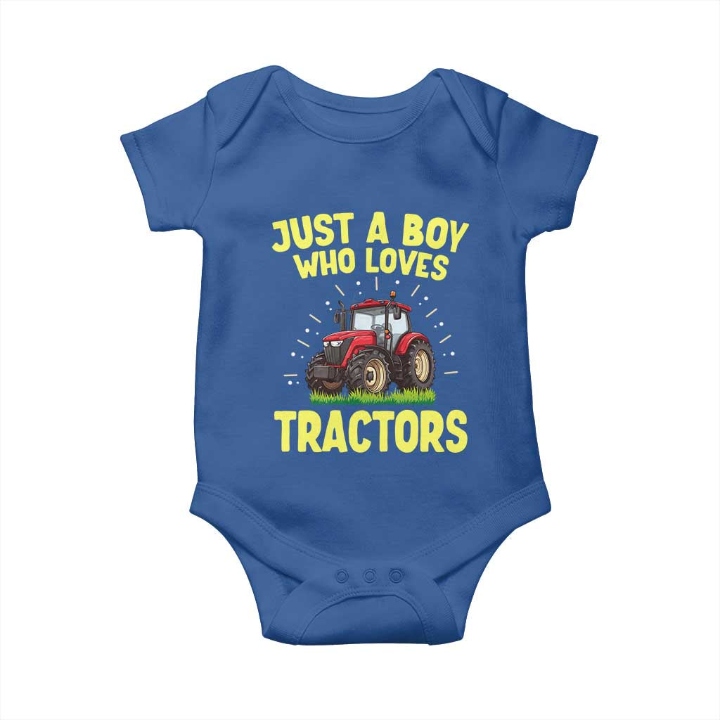 Funny Farming Tractor Baby Onesie Just A Boy Who Loves Tractors - Wonder Print Shop