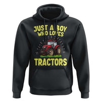 Funny Farming Tractor Hoodie Just A Boy Who Loves Tractors - Wonder Print Shop