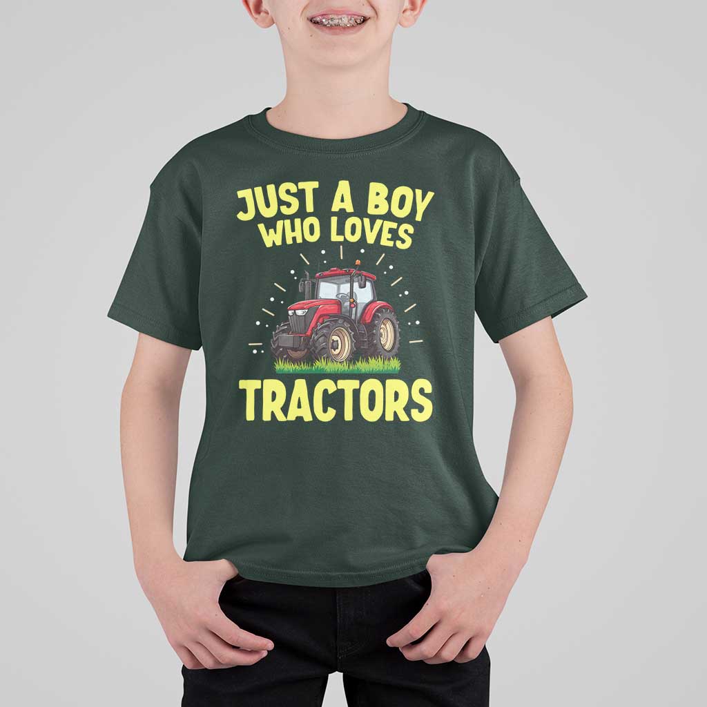 Funny Farming Tractor T Shirt For Kid Just A Boy Who Loves Tractors - Wonder Print Shop