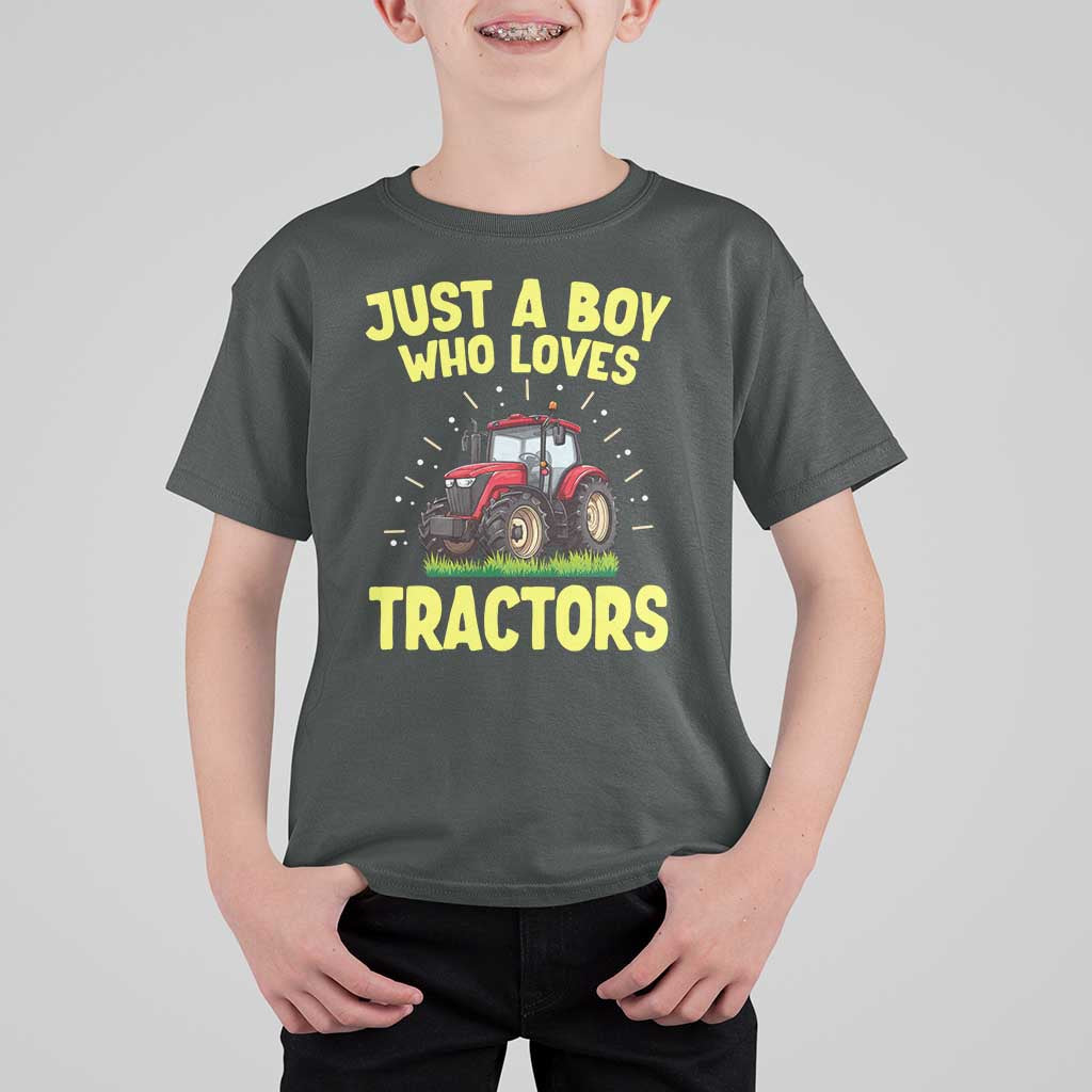 Funny Farming Tractor T Shirt For Kid Just A Boy Who Loves Tractors - Wonder Print Shop