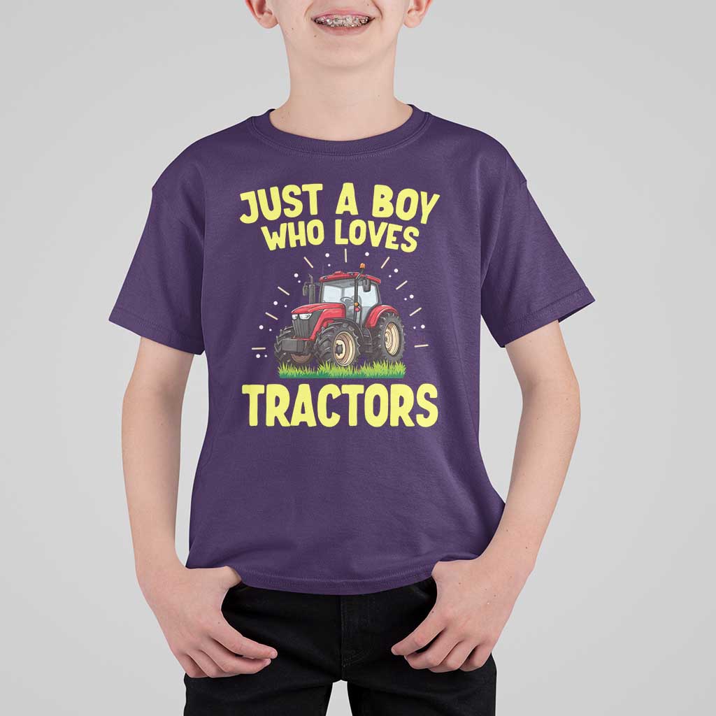 Funny Farming Tractor T Shirt For Kid Just A Boy Who Loves Tractors - Wonder Print Shop