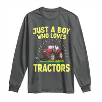 Funny Farming Tractor Long Sleeve Shirt Just A Boy Who Loves Tractors - Wonder Print Shop