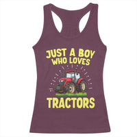 Funny Farming Tractor Racerback Tank Top Just A Boy Who Loves Tractors - Wonder Print Shop