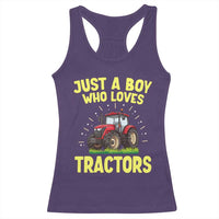Funny Farming Tractor Racerback Tank Top Just A Boy Who Loves Tractors - Wonder Print Shop