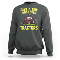 Funny Farming Tractor Sweatshirt Just A Boy Who Loves Tractors - Wonder Print Shop