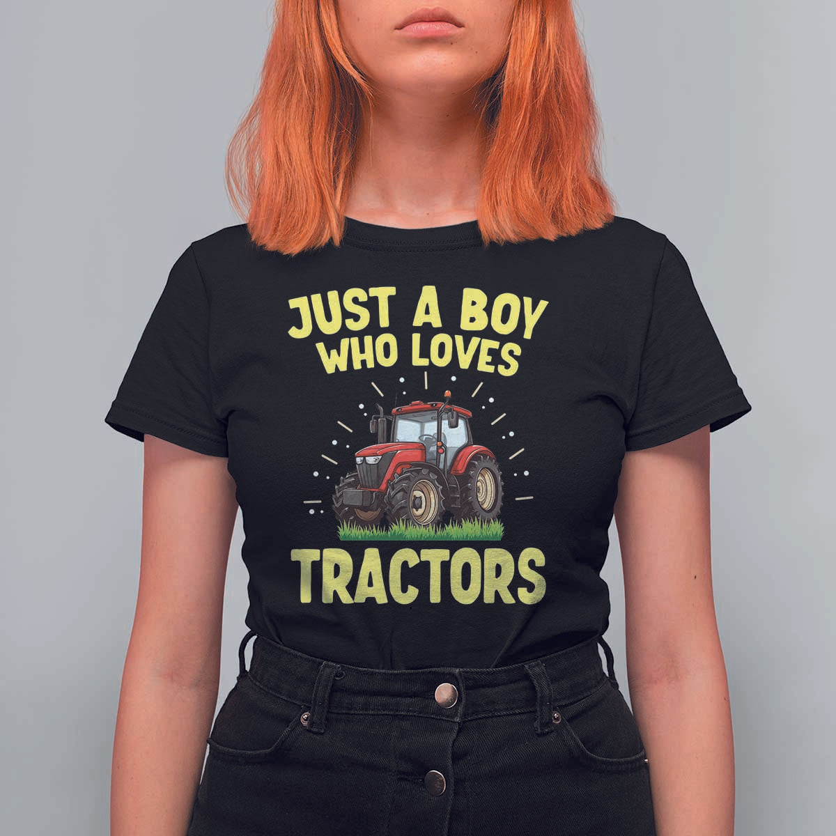Funny Farming Tractor T Shirt For Women Just A Boy Who Loves Tractors - Wonder Print Shop