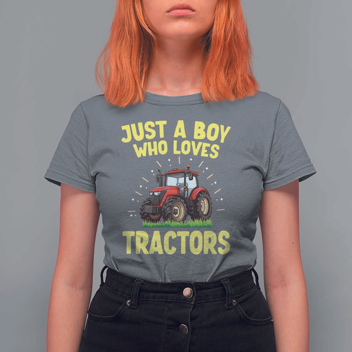 Funny Farming Tractor T Shirt For Women Just A Boy Who Loves Tractors - Wonder Print Shop