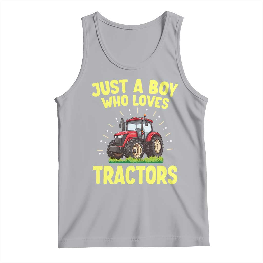 Funny Farming Tractor Tank Top Just A Boy Who Loves Tractors - Wonder Print Shop