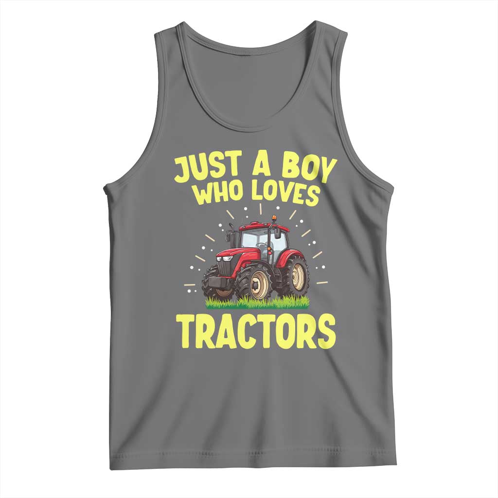 Funny Farming Tractor Tank Top Just A Boy Who Loves Tractors - Wonder Print Shop