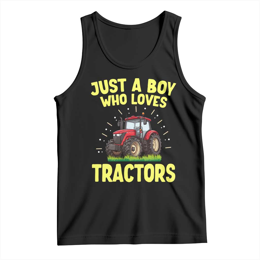 Funny Farming Tractor Tank Top Just A Boy Who Loves Tractors - Wonder Print Shop
