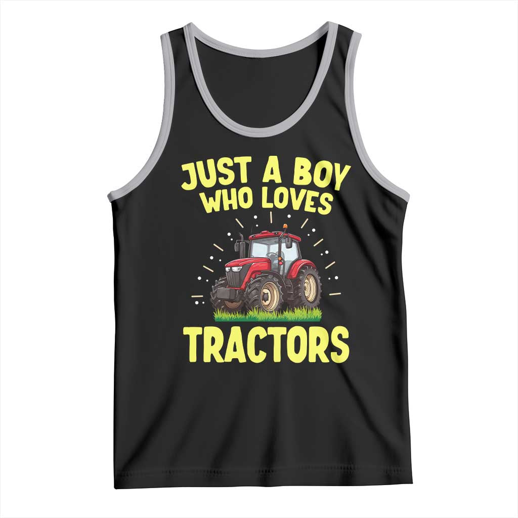 Funny Farming Tractor Tank Top Just A Boy Who Loves Tractors - Wonder Print Shop