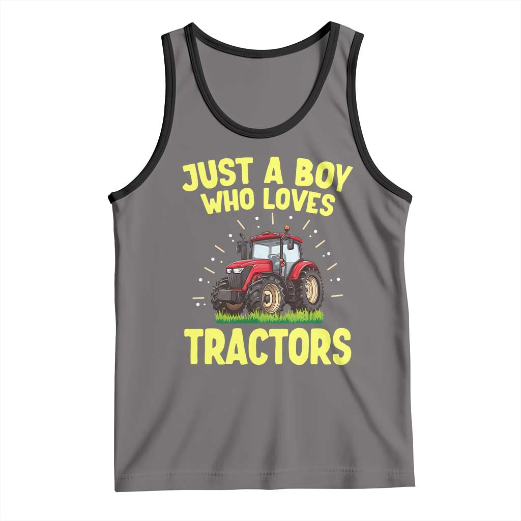 Funny Farming Tractor Tank Top Just A Boy Who Loves Tractors - Wonder Print Shop