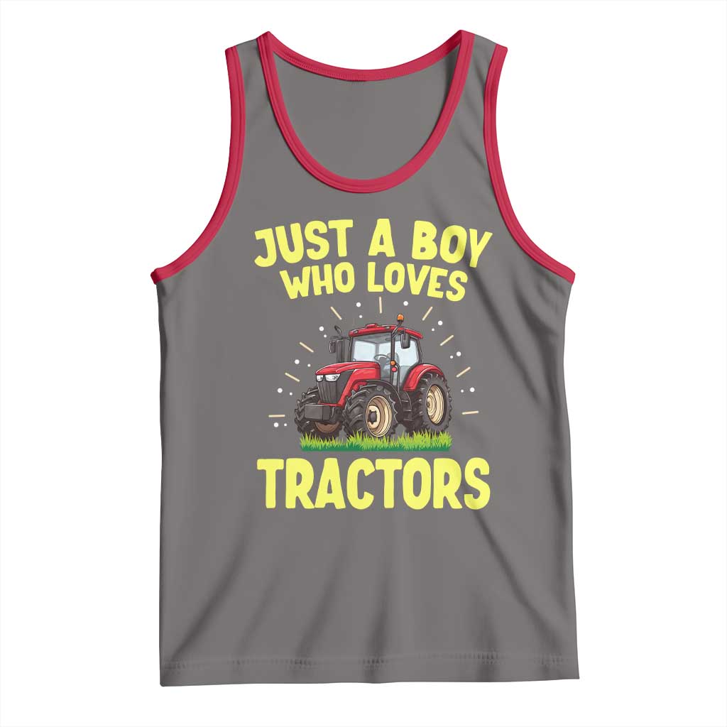 Funny Farming Tractor Tank Top Just A Boy Who Loves Tractors - Wonder Print Shop