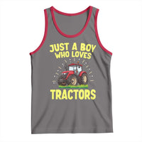 Funny Farming Tractor Tank Top Just A Boy Who Loves Tractors - Wonder Print Shop