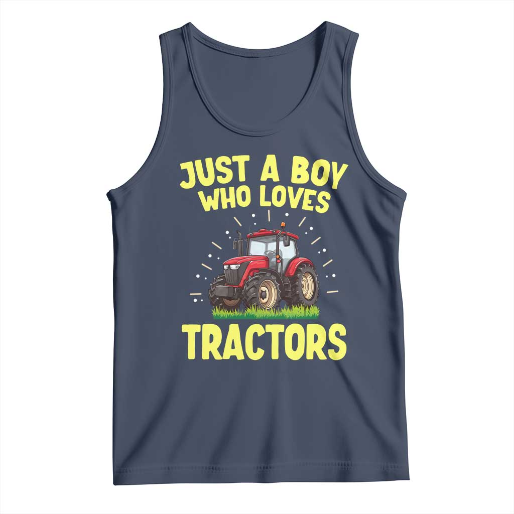 Funny Farming Tractor Tank Top Just A Boy Who Loves Tractors - Wonder Print Shop