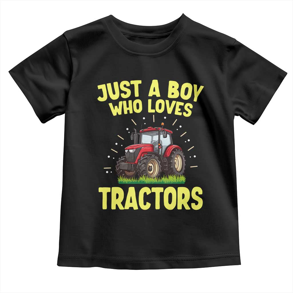 Funny Farming Tractor Toddler T Shirt Just A Boy Who Loves Tractors - Wonder Print Shop