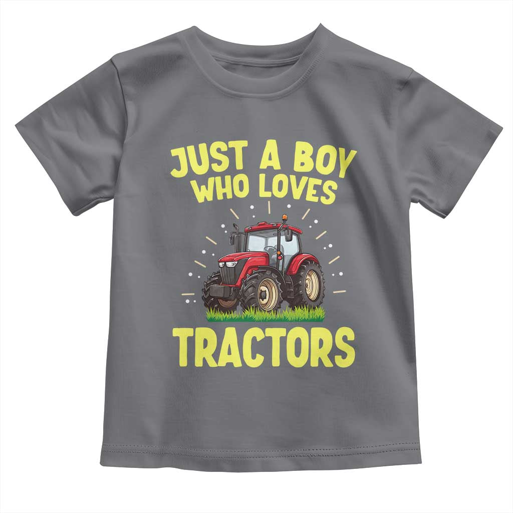 Funny Farming Tractor Toddler T Shirt Just A Boy Who Loves Tractors - Wonder Print Shop