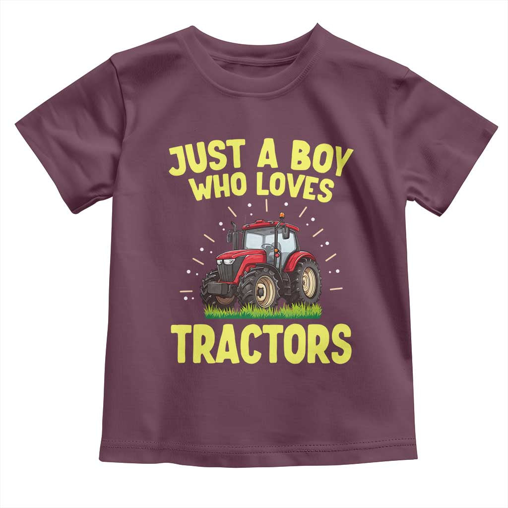 Funny Farming Tractor Toddler T Shirt Just A Boy Who Loves Tractors - Wonder Print Shop