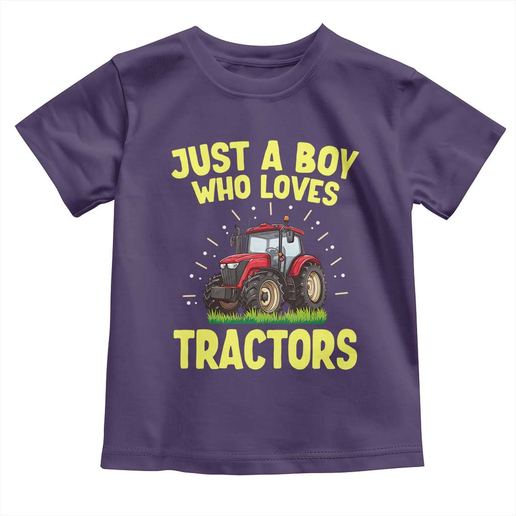Funny Farming Tractor Toddler T Shirt Just A Boy Who Loves Tractors - Wonder Print Shop