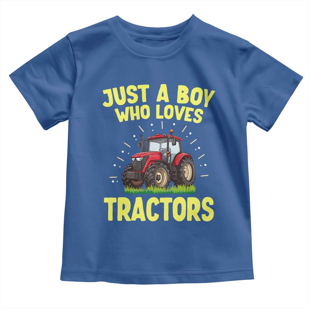 Funny Farming Tractor Toddler T Shirt Just A Boy Who Loves Tractors - Wonder Print Shop