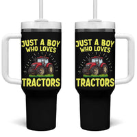 Funny Farming Tractor Tumbler With Handle Just A Boy Who Loves Tractors