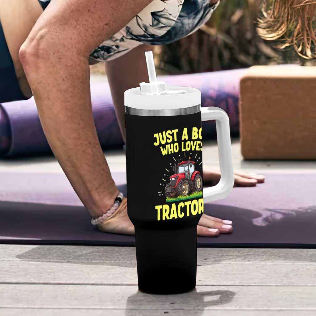 Funny Farming Tractor Tumbler With Handle Just A Boy Who Loves Tractors