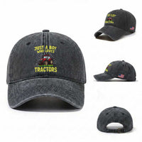 Funny Farming Tractor Washed Cotton Baseball Cap Just A Boy Who Loves Tractors
