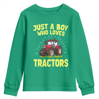 Funny Farming Tractor Youth Sweatshirt Just A Boy Who Loves Tractors - Wonder Print Shop