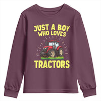 Funny Farming Tractor Youth Sweatshirt Just A Boy Who Loves Tractors - Wonder Print Shop