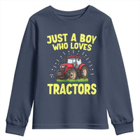 Funny Farming Tractor Youth Sweatshirt Just A Boy Who Loves Tractors - Wonder Print Shop