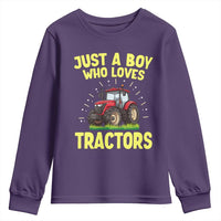 Funny Farming Tractor Youth Sweatshirt Just A Boy Who Loves Tractors - Wonder Print Shop