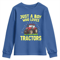 Funny Farming Tractor Youth Sweatshirt Just A Boy Who Loves Tractors - Wonder Print Shop